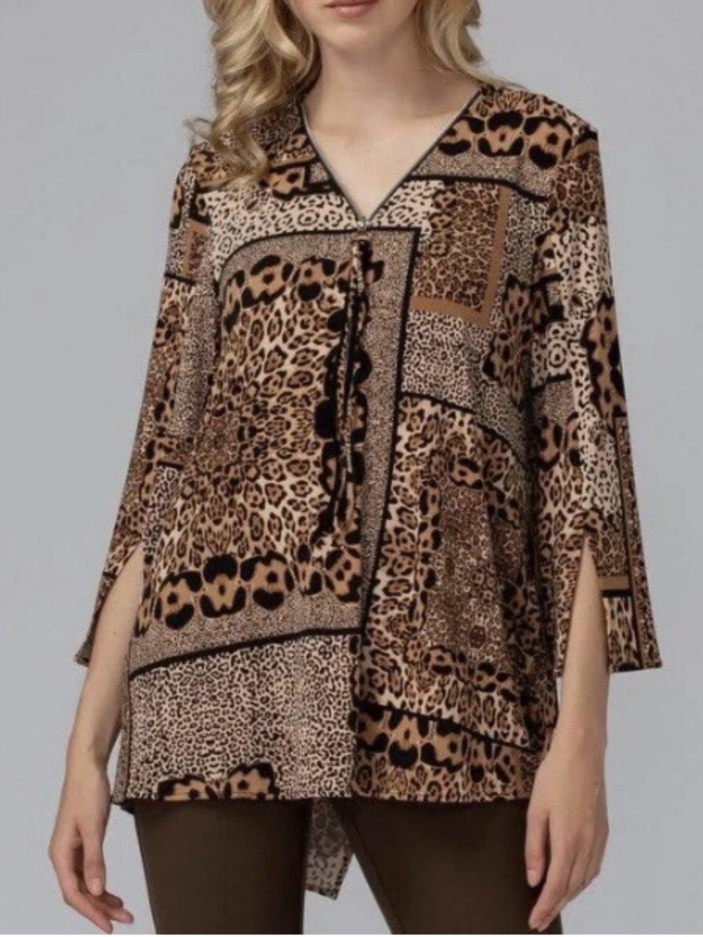 Joseph Ribkoff Women’s Leopard Print Tunic Top Size 22